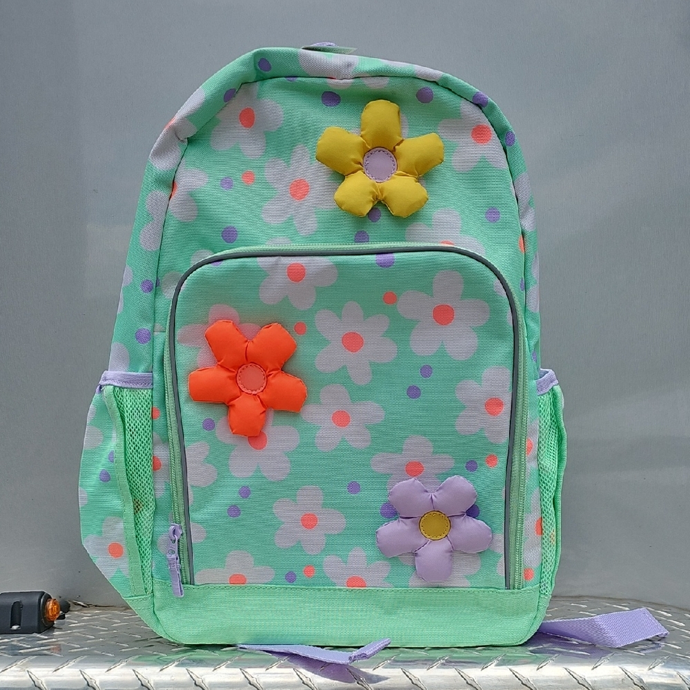 Cat & Jack Green Floral Kids Backpack